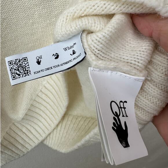 Off-White Reverse Arrow Diag Knit Crew Sweater White / Green - Picture 10 of 16